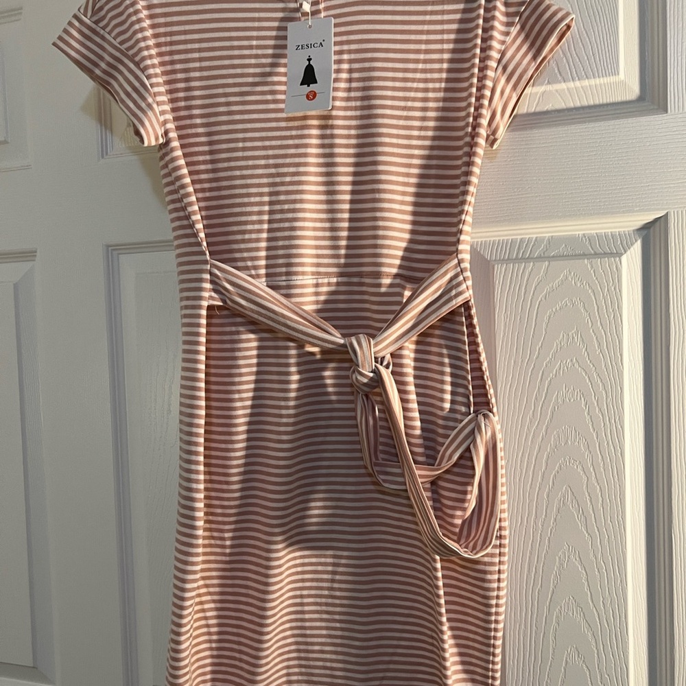 Zesica Women's Striped Midi Dress in Pink